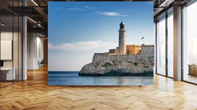 El Morro castle and lighthouse under a beautiful morning light photographed from the Malecon, Havana, Cuba. Wall mural