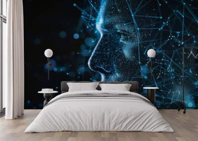 futuristic artificial intelligence with human face Wall mural