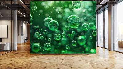 green hydrogen bubbles rising in a tank of water Wall mural