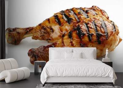 grilled chicken leg with on a white backdrop Wall mural