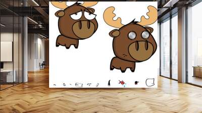 little moose kawaii cartoon expressions collection set illustration in vector format Wall mural