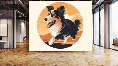 illustration of a collie dog race on a white background Wall mural