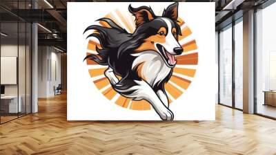 illustration of a collie dog race on a white background Wall mural