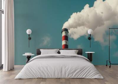 industry pipe with white smoke pollution Wall mural