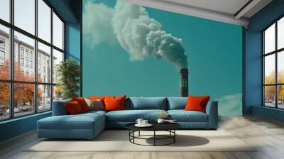 industry pipe with white smoke pollution Wall mural