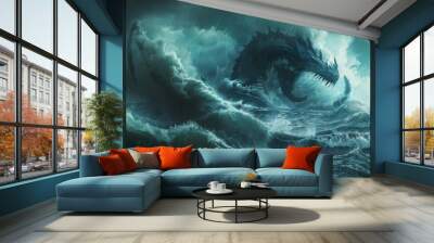 leviathan in the middle of the sea Wall mural