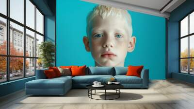 light-eyed albino children with light background in different angles Wall mural