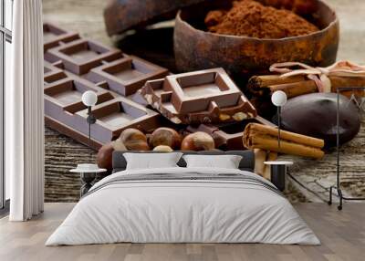 chocolate with ingredients-cioccolato e ingredienti Wall mural