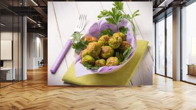 vegetarian meatballs with peas Wall mural