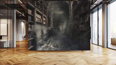 old library with cobwebs Wall mural