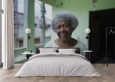 One senior Brazilian woman portrait looking at camera Wall mural