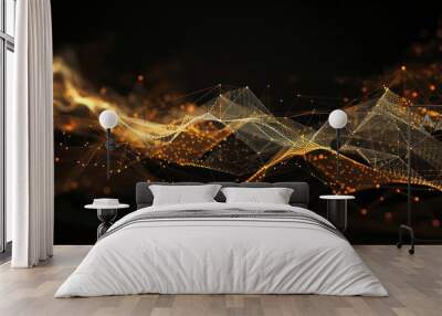 opacity and translucency golden lines has a bright on a dark background Wall mural