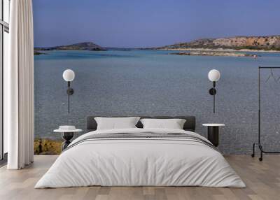 Panoramic view of the beautiful Elaphonisi Beach in Crete, Greece Wall mural