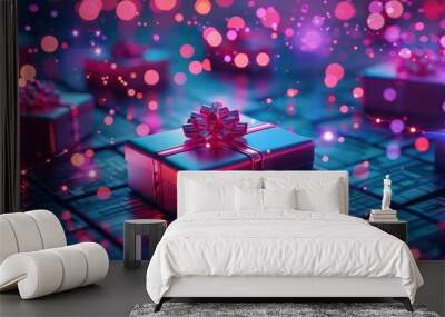 present gift box with christmas decoration Wall mural