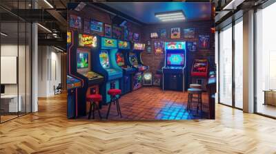 retro arcade room Wall mural