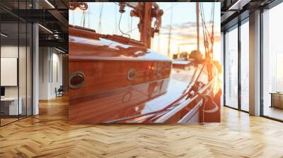 sunset on classic yachts in sandhamn sweden Wall mural