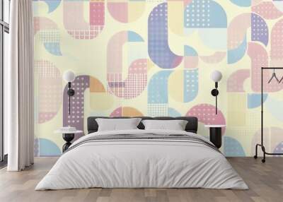 seamless pattern with iconic 1960s elements like geometric shapes and pastel colors Wall mural