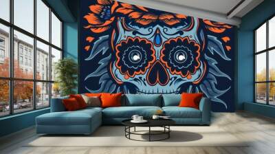 skull illustration day of the dead theme Wall mural