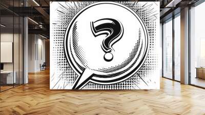 speech bubble with question mark in black and white Wall mural