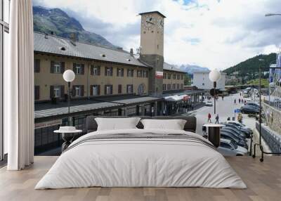 St. Moritz railway station in St. Moritz, Canton of Grisons (Switzerland) Wall mural