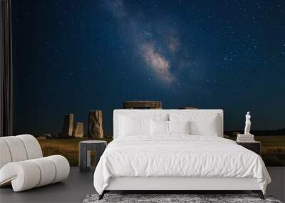 Stonehenge seen at night with a starry sky Wall mural