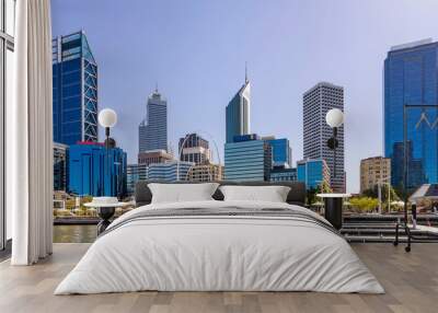 Beautiful view of the center of Perth, Western Australia, on a sunny day Wall mural