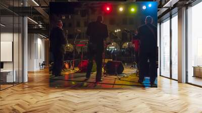 Night view of an outdoor concert from the back of the stage Wall mural