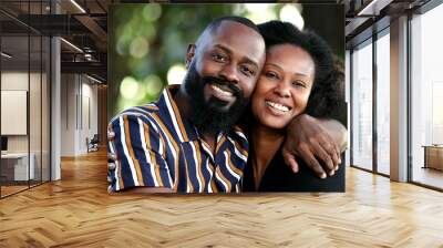 Two beautiful black African couple hugging together-1 Wall mural