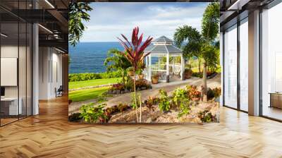 United States, Hawaii, big island, La I Nani tropical garden beach with gazebo Wall mural