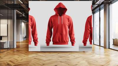 wallpaper red hoodie with hood on a white background Wall mural