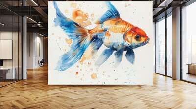 watercolor painting of a fish illustrator Wall mural