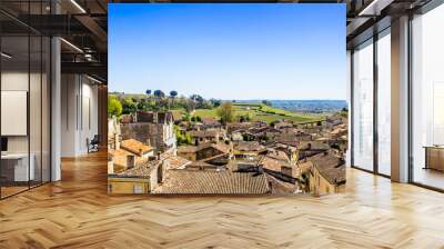 panoramic view of saint-emilion near bordeaux, france Wall mural