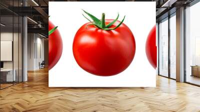 Tomato isolate. Tomato on white background. Tomatoes top view, side view. With clipping path. Wall mural