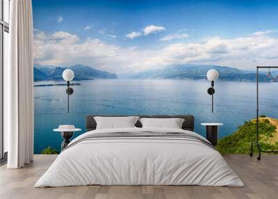 Aerial view from the Manerba Rock on Lake Garda, Italy Wall mural