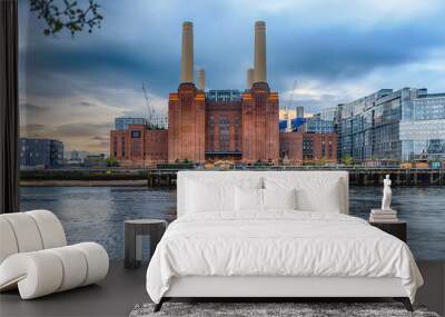 Battersea Power Station, iconic building and landmark facing the river Thames in London, England, UK Wall mural