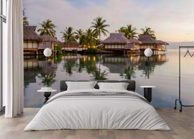 Overwater bungalows, French Polynesia Wall mural