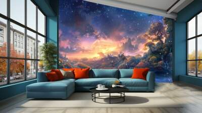 fantasy background of a magic forest Wall mural