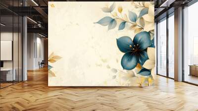 luxury, abstract floral pattern with gold details on a neutral background, creating an elegant composition with room for text Wall mural