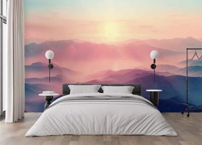 panorama of sunrise over mountains Wall mural