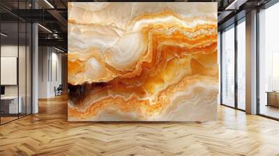 wallpaper that showcases the translucent beauty of onyx marble, with its layers of honey and amber hues, providing a warm and glowing effect reminiscent of luxury interiors Wall mural