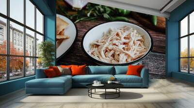 mexican shredded chicken ingredient for traditional food in Mexico Wall mural