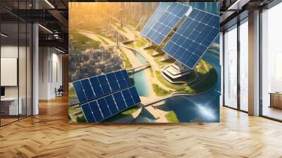 Renewable energy, sustainable city, environmental awareness Wall mural