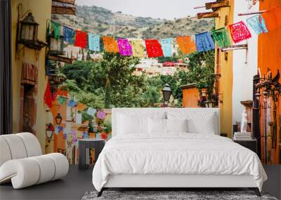 traditional mexican paper for decoration in streets in Mexico Wall mural