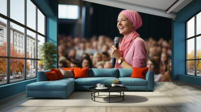 Unwavering Self-Assuredness: Muslim Woman's Stage Presence Wall mural