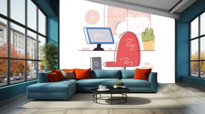 Comfortable workplace with computer near window vector image Wall mural