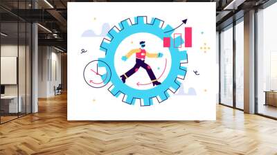 Productivity vector illustration. Job performance flat tiny Wall mural