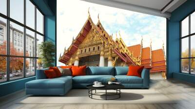 Magnificent Wat Benchamabophit in Bangkok, Thailand Wall mural