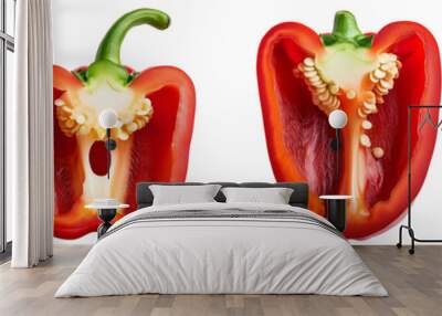 Cut bell pepper isolated on a transparent background Wall mural