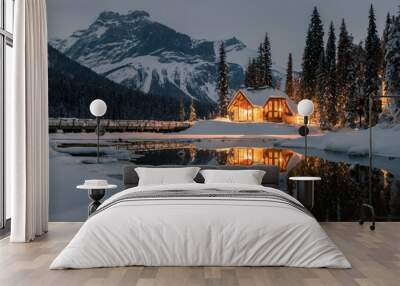 Emerald Lake Lodge is the only property on secluded Emerald Lake,surrounded by breathtaking Rocky Mountains,Yoho National Park, Wall mural