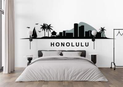 Honolulu Hawaii Island Skyline Landscape Wall mural